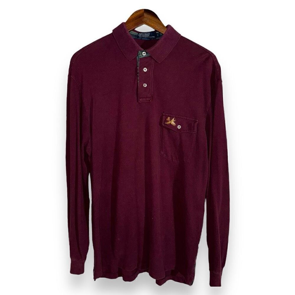 Rare Polo Ralph Lauren Mallard L/S Pique Mesh Polo Shirt Size L
